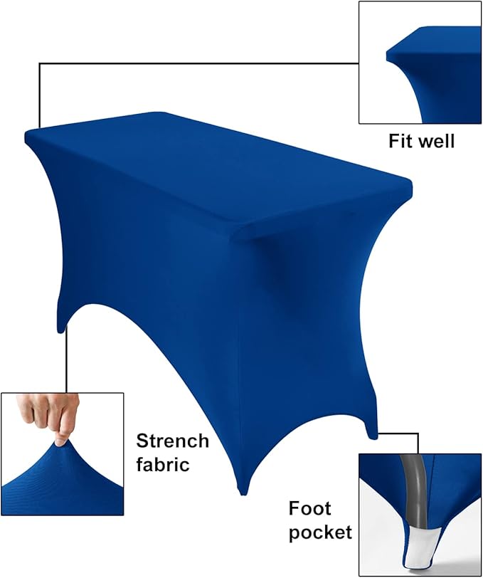 2Pack Spandex Waterproof Table Covers 4ft,Spandex 4ft Waterproof Table Cover for Party,Wedding, Banquet, and Events(Classicbule)
