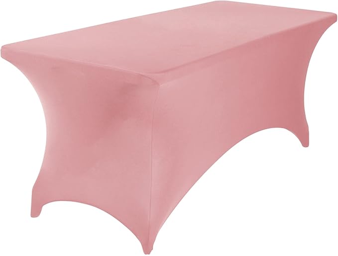 2Pack Spandex Waterproof Table Covers 6ft,Spandex 6ft Waterproof Table Cover for Party,Wedding, Banquet, and Events(Dusty Pink)