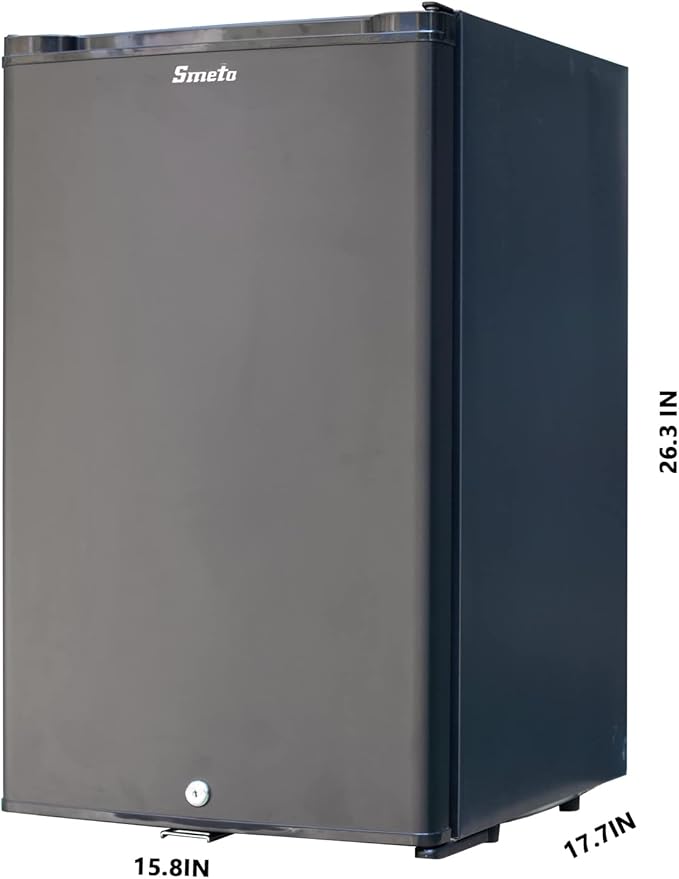 SMETA 12V RV Refrigerator 1.7 Cu.Ft Mini Camper Fridge with Lock and Key AC/DC 110V/12v Quiet Absorption Compact Refrigerator for RV Semi Truck Patio Car with Reversible Door Beverage Cooler, Black