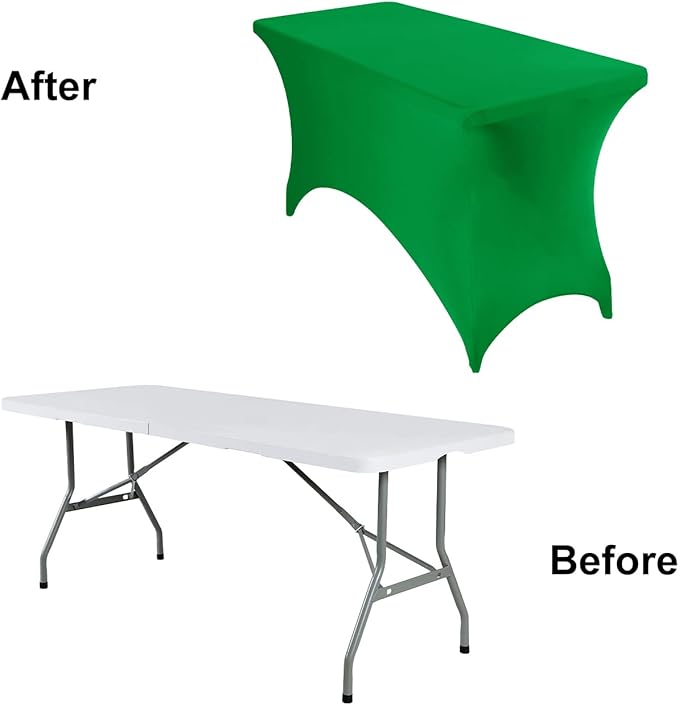 2Pack Spandex Waterproof Table Covers 4ft,Spandex 4ft Waterproof Table Cover for Party,Wedding, Banquet, and Events(Emerald)