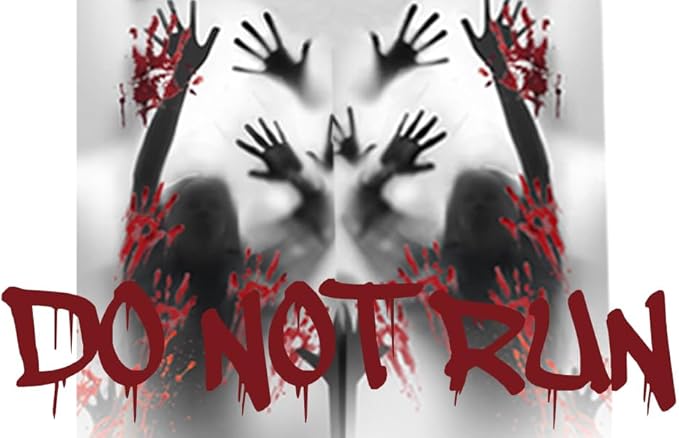 Rypyp 2PCS Halloween Decorations Indoor Window Clings, Large Window/Door Covers(59x30in)- Scary Zombie with Bloody Handprints at The Window, Halloween Haunted House Party Décor, Garage Door Cover
