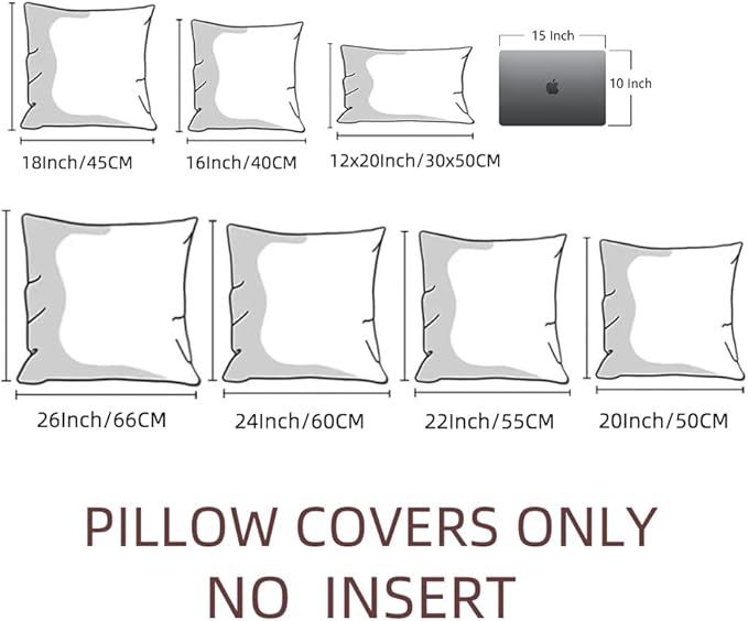 Fancy Homi Set of 2 Light Blue Euro Decorative Throw Pillow Covers 26x26 Inch for Bedroom Couch Bed, Farmhouse Boho Home Decor, Soft Cross Corduroy Patchwork Textured Square Cushion Case 66x66 cm