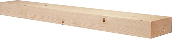 72x7x3 Fireplace Mantel - Solid Rustic Wood Wall Mounted Floating Shelf - DIY Color - with Invisible Heavy Duty Steel Bracket