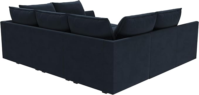 HONBAY Sectional Sleeper Sofa Velvet Sectional Sleeper Couch with Storage Modular Sleeper Sectional Sofa Couch for Living Room,Dark Blue