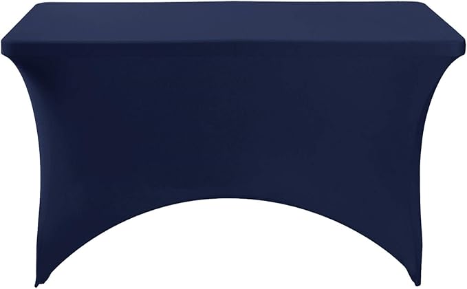 2Pack Spandex Table Cover for 4FT or 6ft or 9ft Table Universal Fitted Stretch Tablecloth for Party, Banquet, Wedding and Events-Navy