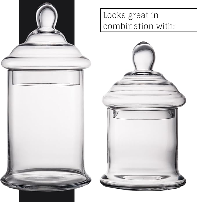 Diamond Star Clear Glass Apothecary Jar Decorative Candy Buffet Jars Elegant Glass Storage Containers (Height: 10" Body: 6")