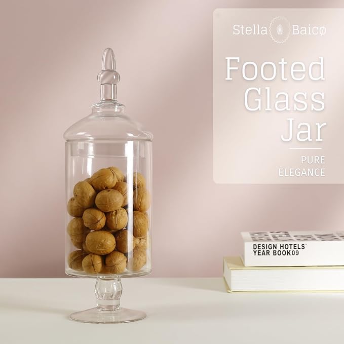 Glass Apothecary Jars with Lids, Candy Jar for Candy Buffet, Elegant Decorative Jars for Wedding and Dispaly (Height: 15", Diameter: 5.1")