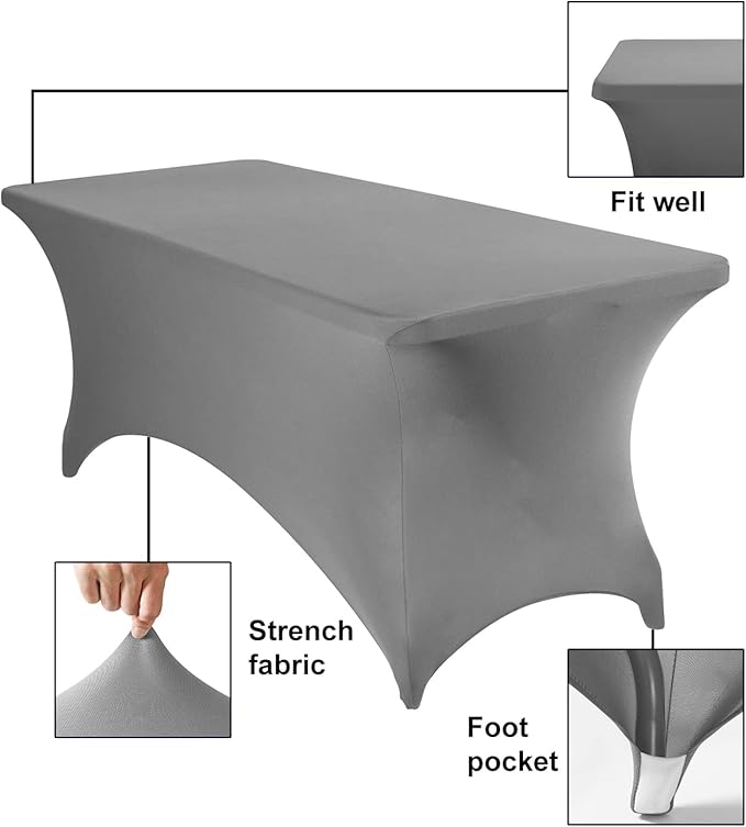 2Pack Spandex Waterproof Table Covers 6ft,Spandex 6ft Waterproof Table Cover for Party,Wedding, Banquet, and Events(Gary)