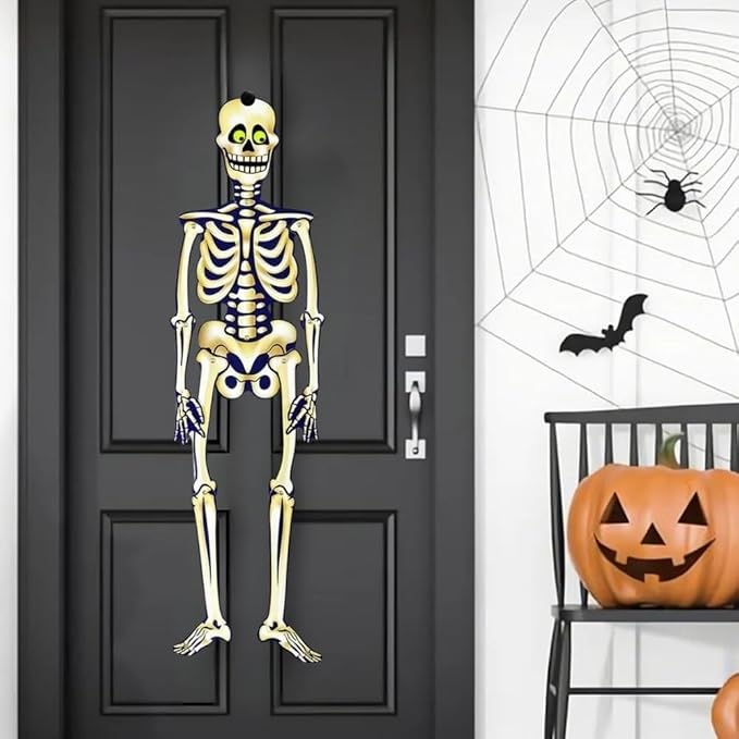 Halloween Jointed Skeleton - 1 Count - Yellowish-White Indoor Hanging Décor for Spooky Decorations - Perfect for Haunted Houses & Parties