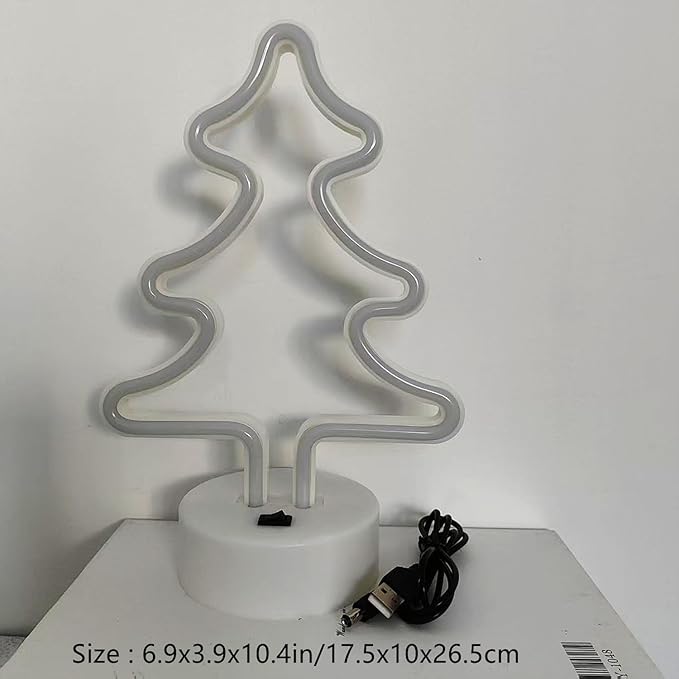 Christmas Tree Neon Light Signs for Bedroom Bedside Dorm Wall Decor,Neon Light up Christmas Decor LED Night Lights Table Ornaments Gifts for Kids Christmas Party,Battery Powered or USB Powered