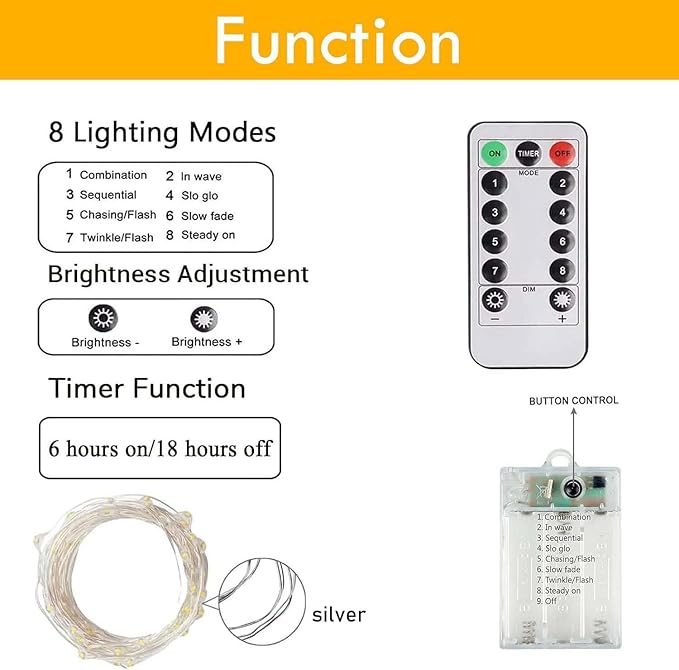 3 Pack Fairy Lights Battery Operated with Remote Control Timer, 26 FT 80 LED String Lights Outdoor Indoor Decoration, 8 Modes Twinkle Lights for Christmas Party Wedding Birthday Bedroom Décor (Blue)