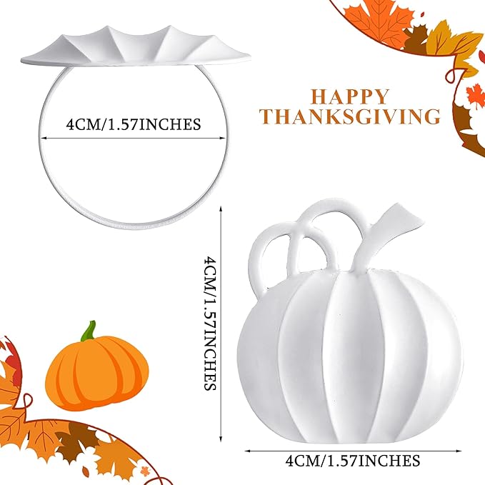 Patelai 12 Pieces Pumpkin Napkin Rings Fall Napkin Holders Thanksgiving Halloween Dinner Tables Rings for Thanksgiving Dinner Party Weddings Family Gatherings (White)