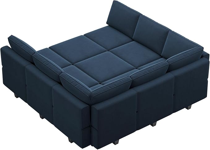 Belffin Modular Sectional Sofa with Ottomans Velvet Reversible Sleeper Sectional Sofa with Chaise Modular Sleeper Sofa Bed with Storage Seat Blue