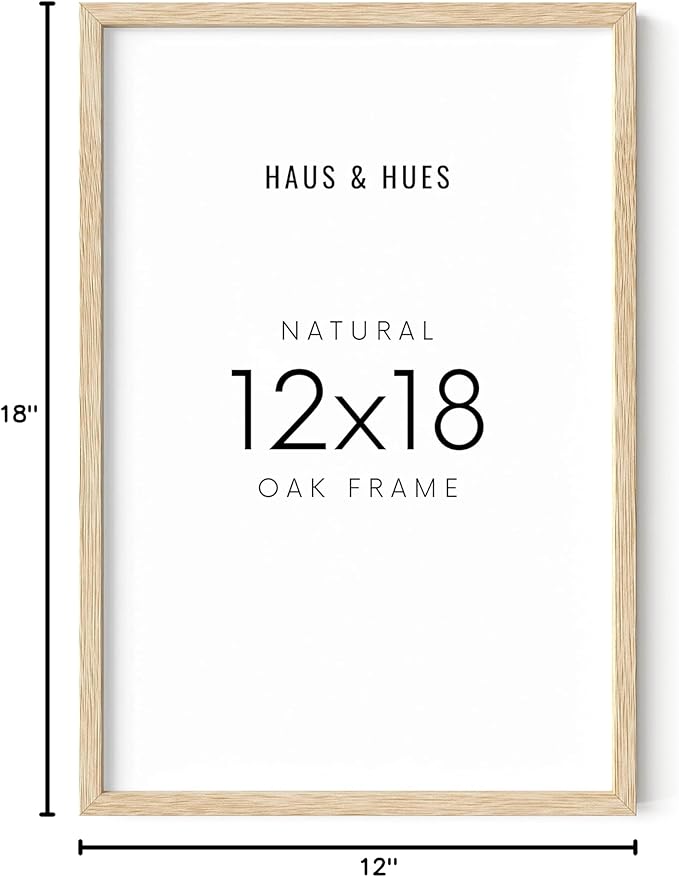 HAUS AND HUES 12 by 18 Picture Frame Set of 1-12 x 18 Poster Frame, 18x12 Light Wood Frame, 12x18 Frame, 12 x 18 Frame Natural Wood, 12 x 18 Picture Frame Wooden (Beige Frame)