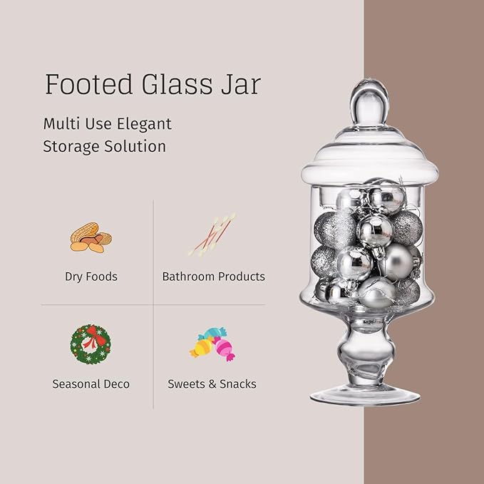 Diamond Star Clear Glass Apothecary Jar Decorative Candy Buffet Jars Elegant Glass Storage Containers (Height: 12" Body: 6")