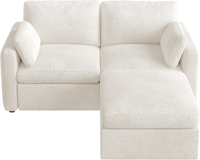 HONBAY Modular Sectional Couch with Storage Ottoman, Sectional Sofa with Storage Seats, L Shaped Sectional Couches for Living Room, Beige