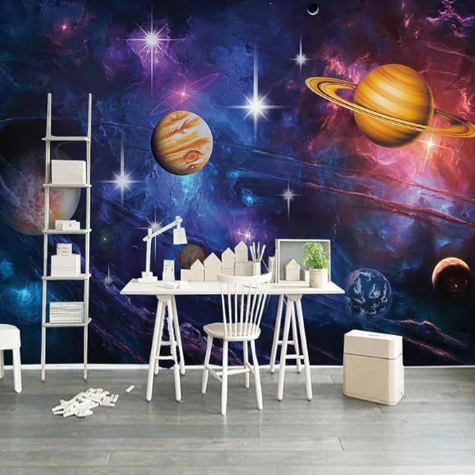 Custom Planet Peel and Stick Wallpaper Universe Starry Sky Theme Mural Children Room Living Room Bedroom Ceiling Home Decor Wall Paper