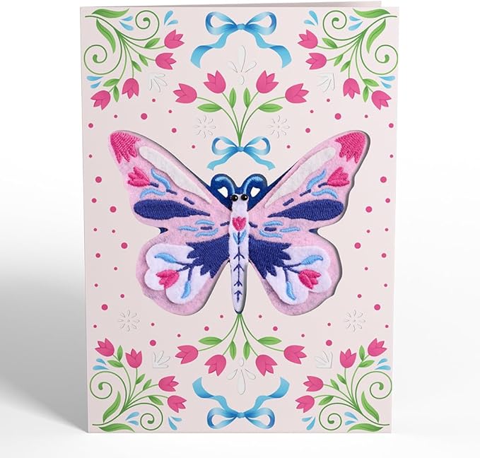 Lovepop Handmade Dazzling Butterfly HeartFelt Charm Card | Soft Felt Keychain for Wallet, Handbag, Car Key, Home Decor | Ornaments, Bag Charms, Key Ring, Purse Accessories, Gift Toppers
