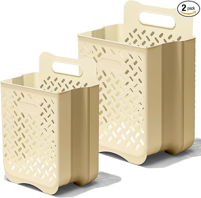 Laundry Basket Hamper,Hanging Wall Collapsible Laundry with Handle,Space-Saving Foldable Storage Dirty Washer Organizer Bin Multi-function Container Waterproof Durable,Set of 2(XL&M)