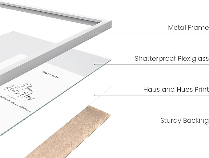 HAUS AND HUES 8 By 10 Picture Frames - 8x10 Picture Frame Set of 3, Frame For Three 8x10 Frames White Frames Gallery Wall, 8 x 10 Frames White, 3 Photo Picture Frame Metallic, (White Aluminum Frames)