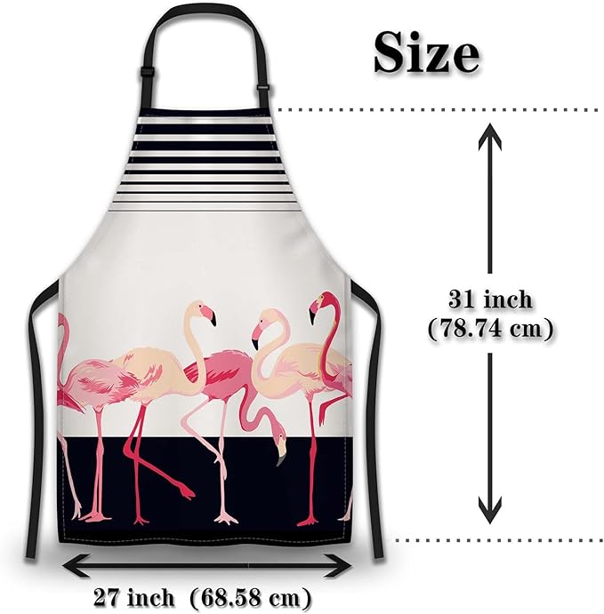 Garden Apron for Women Flamingo Mans Aprons for Kitchen Cooking Restaurant BBQ Painting Crafting Gardening 27” (W) x 31” (H), Waterproof Aprons