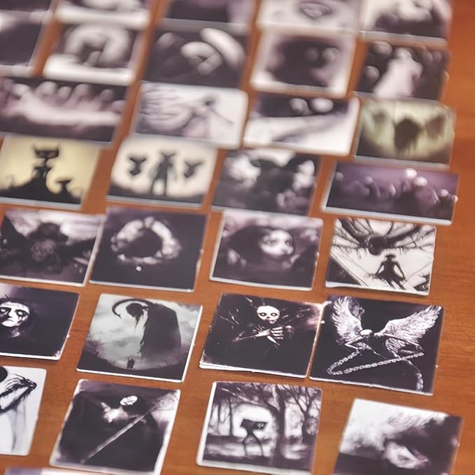 69Pcs Miniature Horror Diorama Set: Mini Black,DSLR Camera Prop, Gothic Posters & Abstract Art for 1:6 Scale Dollhouses - Creepy Display Decor for Adults