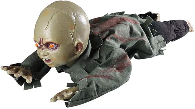 AW Halloween Animated Decoration Crawling Baby Zombie Scary Sound Sensor Activated Ghost Baby Doll Haunted House Flashing Eyes Party Outdoor Decor 2025