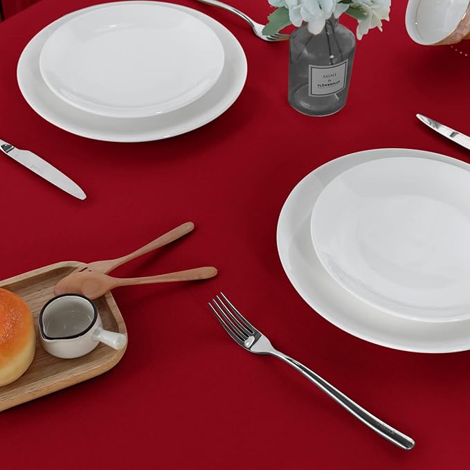 sancua 2 Pack Red Tablecloth 54 x 78 Inch, Rectangle 4 Feet Table Cloth - Stain and Wrinkle Resistant Washable Polyester Table Cover for Dining Tables, Buffet Parties and Camping