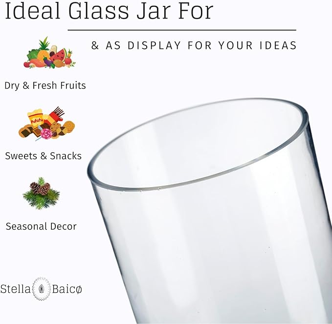 Glass Apothecary Jars with Lids, Candy Jar for Candy Buffet, Elegant Decorative Jars for Wedding and Dispaly (Height: 15", Diameter: 5.1")