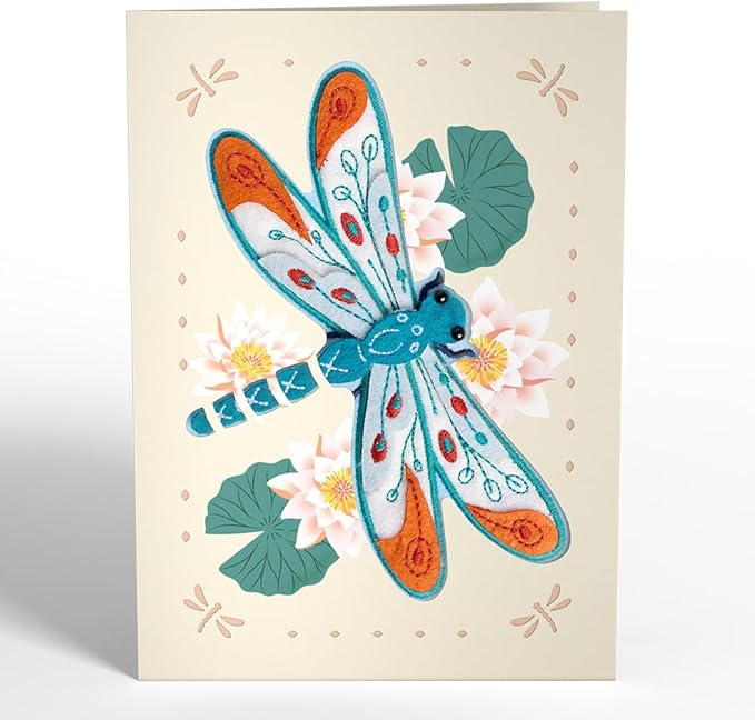 Lovepop Handmade Peaceful Dragonfly HeartFelt Charm Card | Soft Felt Keychain for Wallet, Handbag, Car Key, Home Decor | Ornaments, Bag Charms, Key Ring, Purse Accessories, Gift Toppers