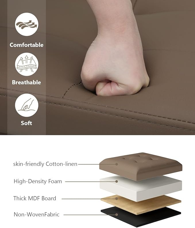 Storage Ottoman Bench, Folding Ottoman Foot Rest, End of Bed Bench,Storage Chest, for Living Room, Bedroom, Hallway, Entryway, Holds up to 700 lb (BROWN1, 43")