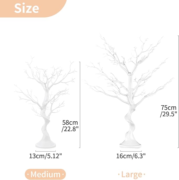Nuptio White Christmas Tree Branch Artificial 22.8 inch Tall Manzanita Tree Centerpiece Wedding Centerpieces for Tables, Decorative Ornament Display Tree Branches for Decoration Weddings (1 Pc)