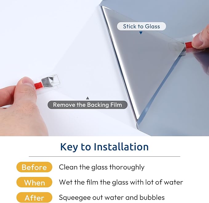 rabbitgoo Window Privacy Film One Way Window Tint for Home, Removable Reflective Heat Sun Blocking Anti UV Glass Door Covering, Mirror Tinting Film House Office, 35.4 in X 32.8 Feet, Silver