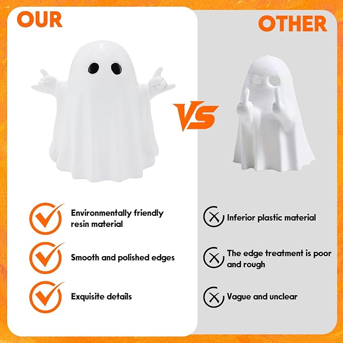 Halloween Ghost Figurine, Rock Spooky Resin Statue, Cute Decor for Halloween Decorations Indoor, Funny Porch and Indoor Spooky Home Decor Gifts