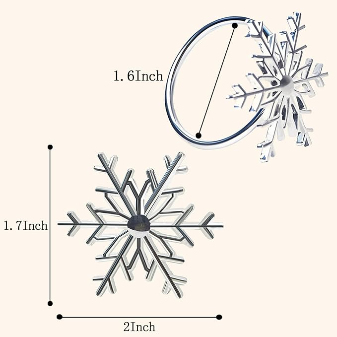 Silver Snowflake Napkin Rings Set of 12 Winter Napkins Ring Retro Serviette Buckles Silver Adornment for Christmas & Winter Dinner Parties | Elegant Holiday Table Decor | Perfect for Family Gatherings