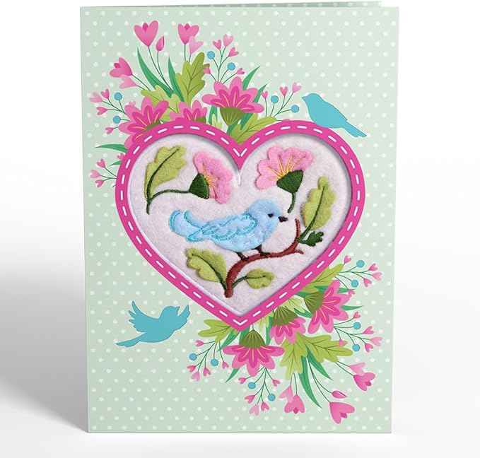 Lovepop Handmade Lively Bluebird HeartFelt Charm Card | Soft Felt Bird Keychain for Wallet, Handbag, Car Key, Home Decor | Ornaments, Bag Charms, Key Ring, Purse Accessories, Gift Toppers