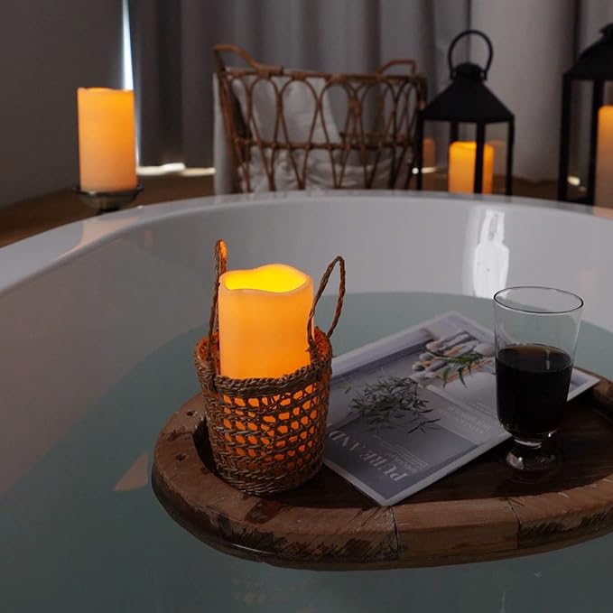 Amagic 3" x 6" Outdoor Waterproof Flameless Candles, Battery Operated Candles with Remote and Timer, Flickering Electric LED Pillar Candle for Outdoor Patio, Garden, Indoor Room Decor, Ivory, Set of 6