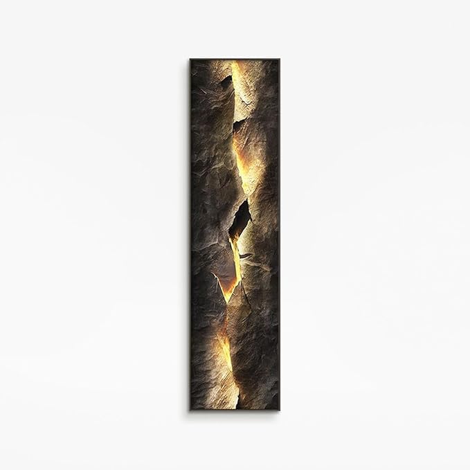 homary LED Wall Art – Backlit Abstract Cracked Stone Panel, USB-Powered Lighted Wall Decor for Living Room, Bedroom & Hallway, Modern Vertical Hanging (39.4" x 9.8")