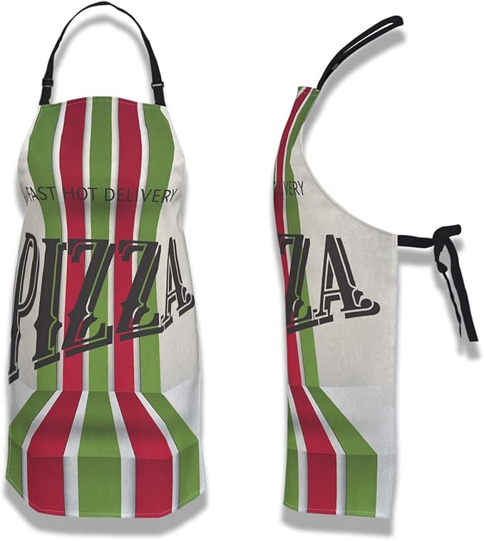 Cute Cooking Apron for Men Retro Pizza Pinafore Aprons for Women for Kitchen Cooking Restaurant BBQ Painting Crafting Gardening 27” (W) x 31” (H), Waterproof Apron