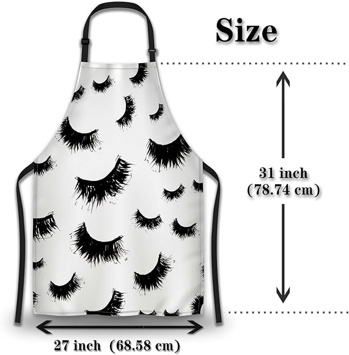 Kitchen Aprons for Women False Eyelashes Art Sketch Chef Apron for Women for Cooking Restaurant BBQ Painting Crafting Gardening 27” (W) x 31” (H), Waterproof Aprons