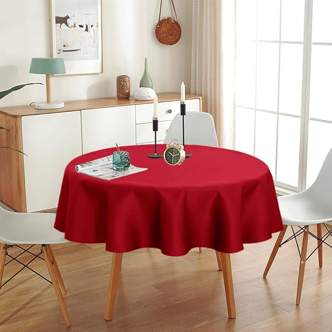 sancua 2 Pack Round Tablecloth 70 Inch Red, Stain and Wrinkle Resistant Table Cloth - Washable Polyester Table Cover for Dining Tables, Buffet Parties and Camping