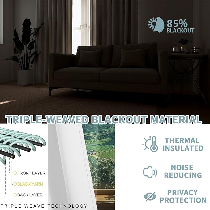 Mountain Blackout Curtains for Girls Boys Teens Home Decor, Spring Sky View Nature Forest Flower Grommet Thermal Insulated Drapes Darkening Window Curtain for Bedroom Living Room, 55 x 63 Inch