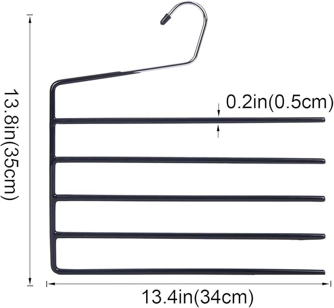 Nature Smile Pants Hangers 3pack, Heavy Duty Multi Layers Space Saving Slack Hangers,Non Slip 5 Tier Open-Ended Pants Hanger Closet Storage Organizer for Garden Flags Trousers Jeans Scarf
