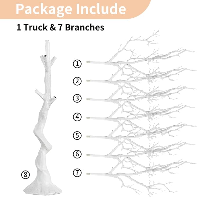 NUPTIO Artificial Christmas Tree Branch: 3.44 feet Tall White Manzanita Tree Halloween Centerpiece Wedding Centerpieces for Tables - Decorative Ornament Display Tree Branches for Weddings (1 Pc)