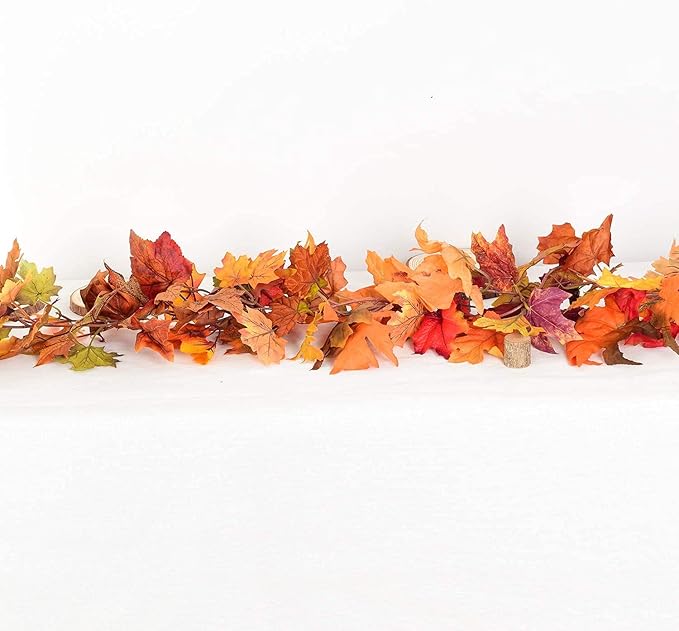 3 Pack Fall Maple Leaf Garland Artificial Maple Garland, Autumn Hanging Fall Leave Vines for Indoor Outdoor Wedding Thanksgiving Dinner Party Decor