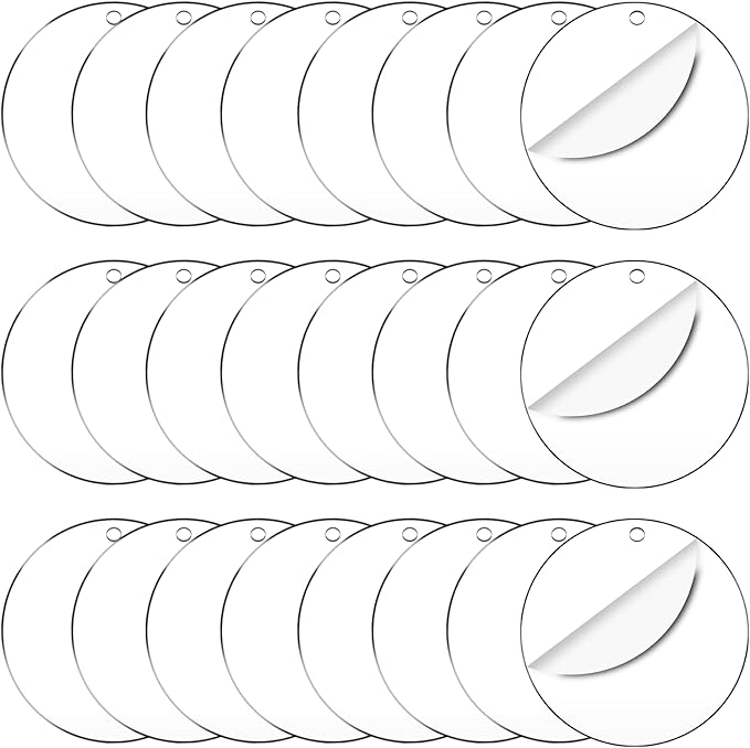 50 Pieces Clear Acrylic Circle with Hole 75x1.5 mm Transparent Acrylic Ornament Blanks 3" Blanks Round Sheets for Decorative Tags with Paintings