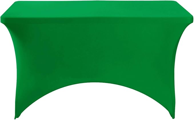 2Pack Spandex Table Cover for 4FT or 6ft or 8ft Table Universal Fitted Stretch Tablecloth for Party, Banquet, Wedding and Events-Emerald