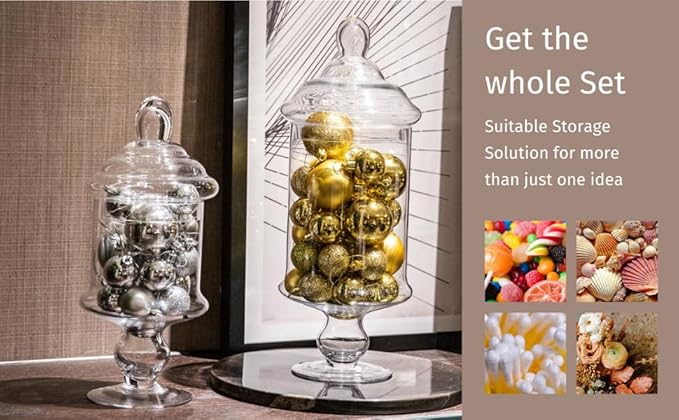 Diamond Star Clear Glass Apothecary Jar Decorative Candy Buffet Jars Elegant Glass Storage Containers (Height: 15" Body: 6.5")