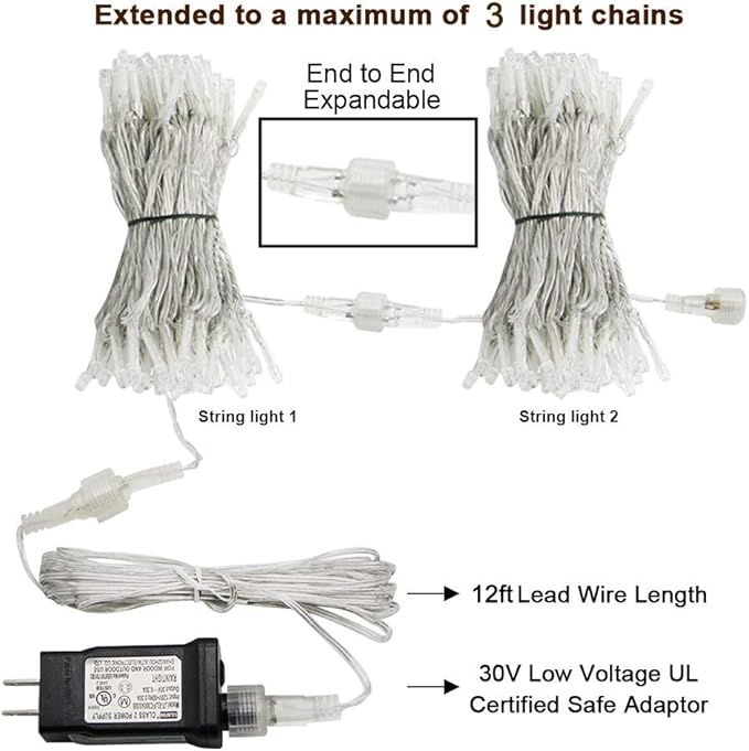 HEYFUNi 304 LED Curtain Lights Outdoor, 9.8Ft*9.8Ft Hanging String Lights Plug in with 8 Modes, Connectable Curtain Fairy Lights for Bedroom, Dorm, Christmas, Wall, Backdrop, Wedding Decor, White