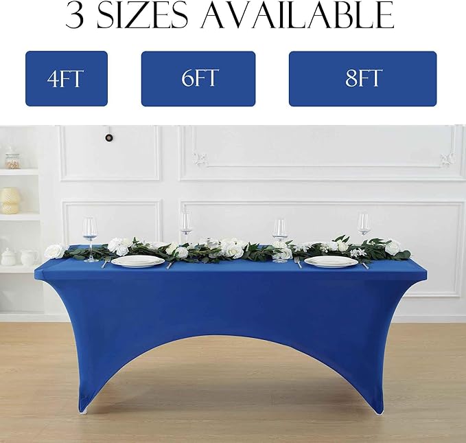 Craft And Party 2 Pack 6ft Royal Blue Spandex Tablecloth – Fitted Stretch Cover – Universal Fit for Folding Tables – Wrinkle-Free, Washable – Ideal for Parties, Weddings, Events